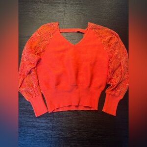Elegant Red Lace Women's Blouse (NEW without Tags)